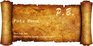 Petz Bene névjegykártya